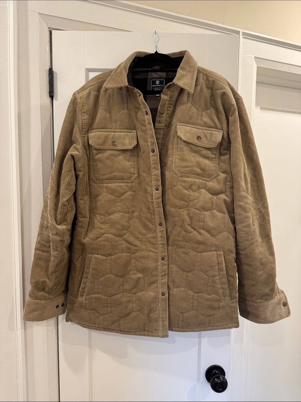 Quilted Corduroy Shacket in Tan - Men